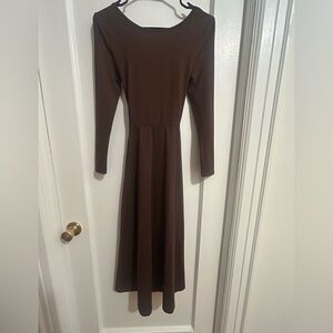 Feminine Brown Long Sleeve Dress